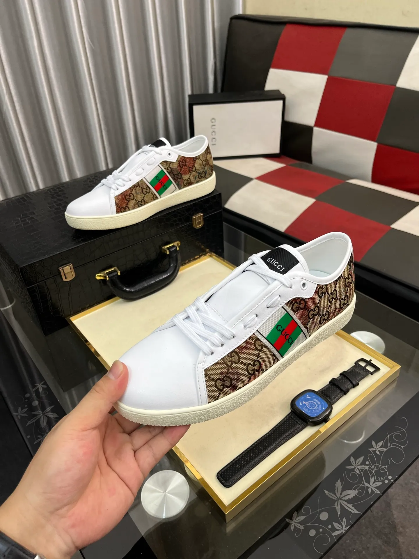 Men's Men's Shoes💰400⌚️⌚️" GUCCI" New official website • Same style, latest • hot style casual shoes, top brand [seduce] luxury ~ purchasing agency, top ~ quality. Products sold at the counter [strong] Original embossed calfskin fabric ➕ Comfortable sheepskin lining, code number: 38-443️⃣colors available